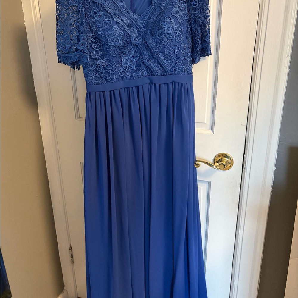 JJs House Royal Blue Lace Bodice Maxi Dress